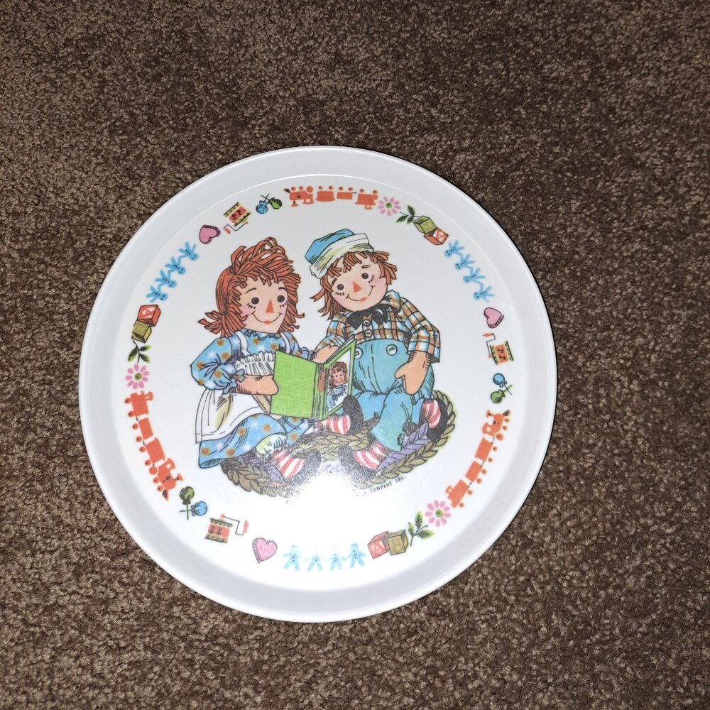 Vintage Oneida Deluxe Melamine Raggedy Ann and Andy Plate-3101, 1969 The Bobbs